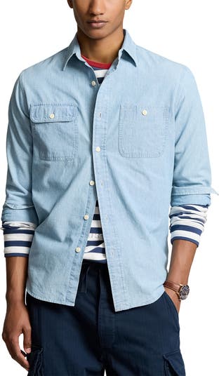 ★★POLO RALPH LAUREN★★ Classic fit chambray work shirt bl Classic Fit Chambray Workshirt