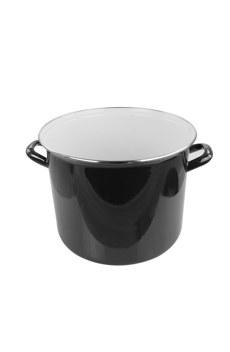 Gibson Home 12 Quart Enamel on Steel Stock Pot with Lid, Alternate, color, Black