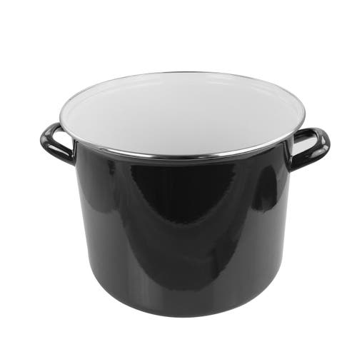 Gibson Home 12 Quart Enamel On Steel Stock Pot With Lid In Black
