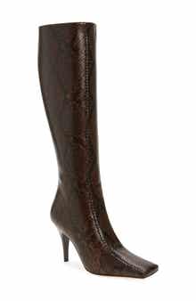 Stella McCartney Snakeskin Embossed Square Toe Knee High Boot