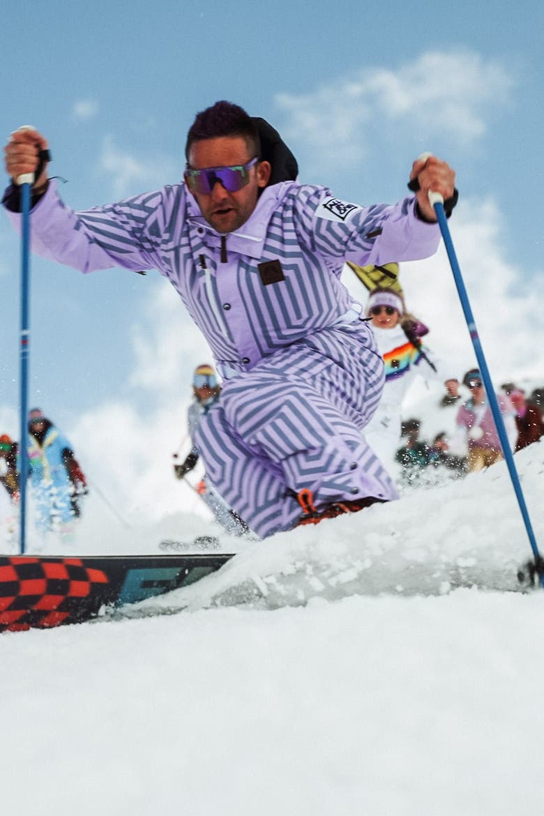 Fall Line Men's Ski Suit, Alternate, color, Purple & Grey