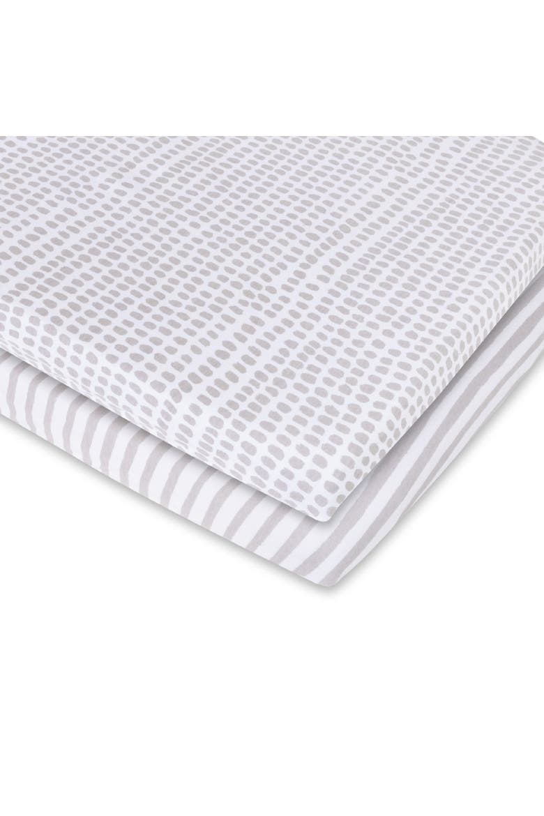 Baby Fitted Waterproof Bassinet Sheet 2 Pack, Alternate, color, Taupe Stripes & Splash