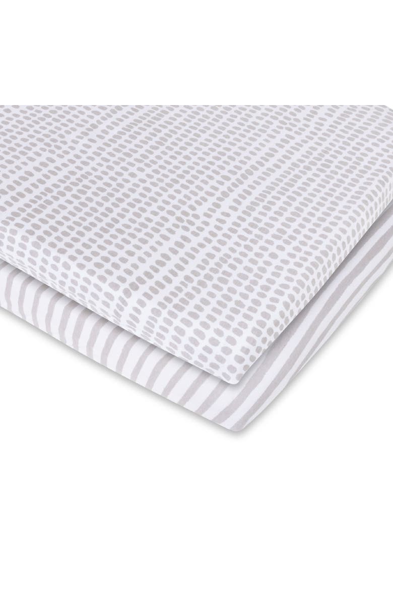Ely's & Co. Baby Fitted Waterproof Bassinet Sheet 2 Pack, Alternate, color, Taupe Stripes & Splash