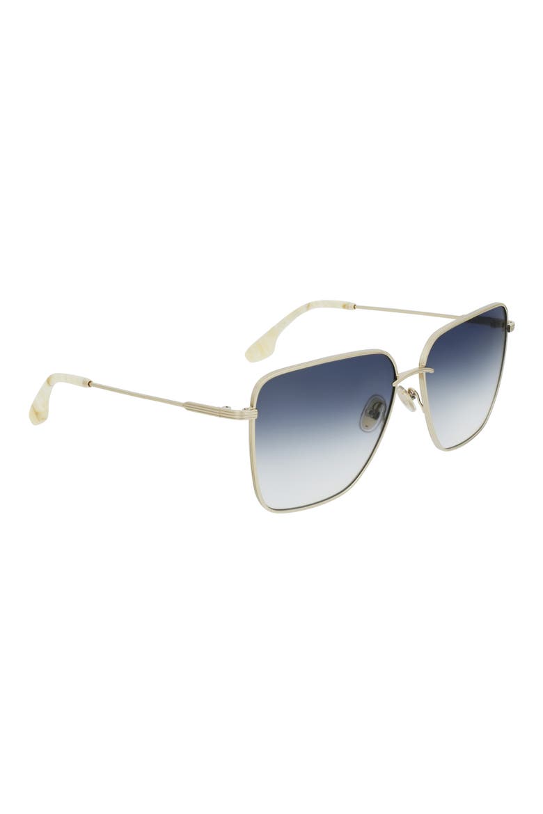 61mm Rectangular Sunglasses, Alternate, color, GOLD/ BLUE