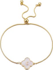 Adornia Mother of Pearl Initial Clover Bracelet