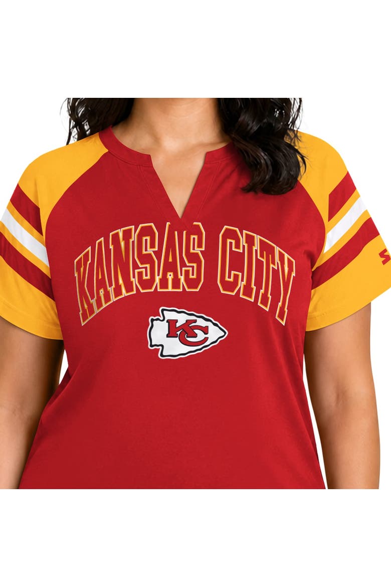 Women's Starter  Red Kansas City Chiefs Plus Size Game On Notch Neck Raglan T-Shirt, Alternate, color, Red