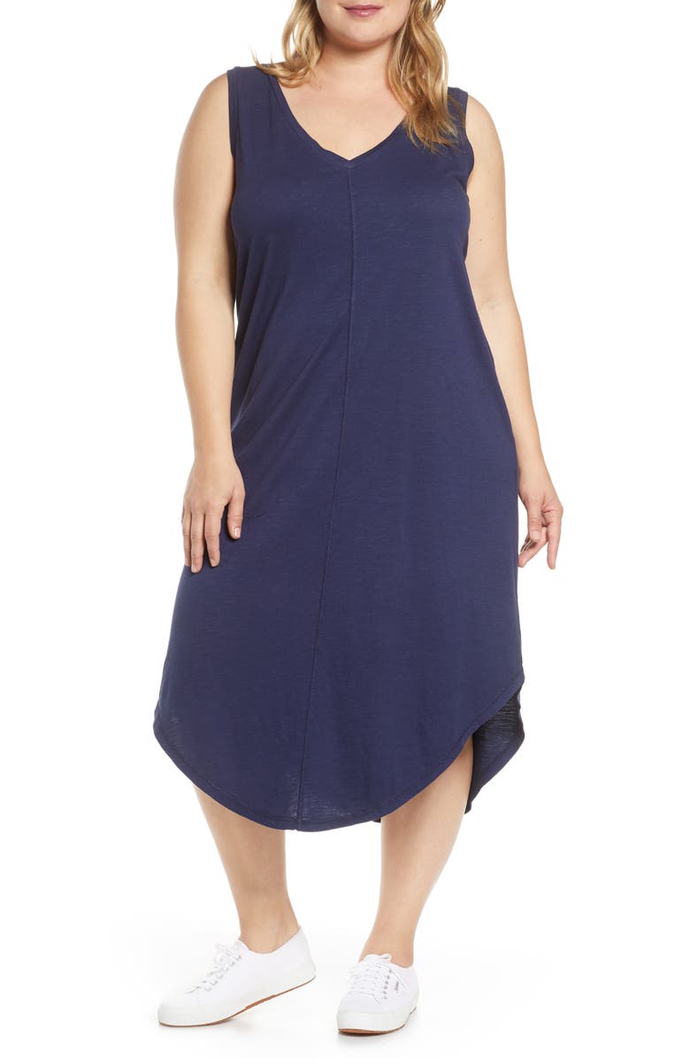 Caslon<sup>®</sup> Knit Tank Midi Dress, Main, color, Navy Peacoat