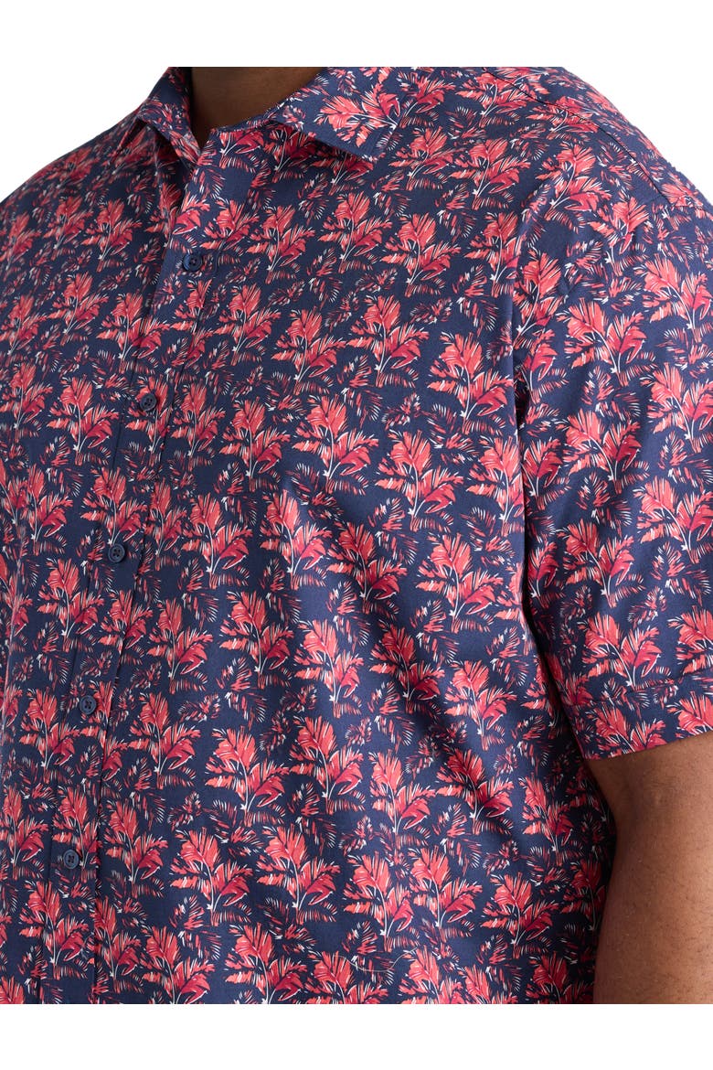 Big & Tall Sketch Leaf Print Sport Shirt, Alternate, color, BLUE MULTI