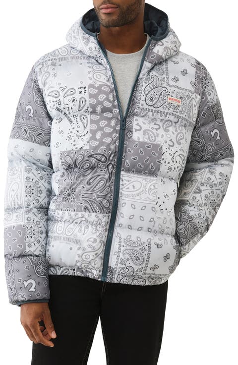 Bandana Print Puffer Jacket