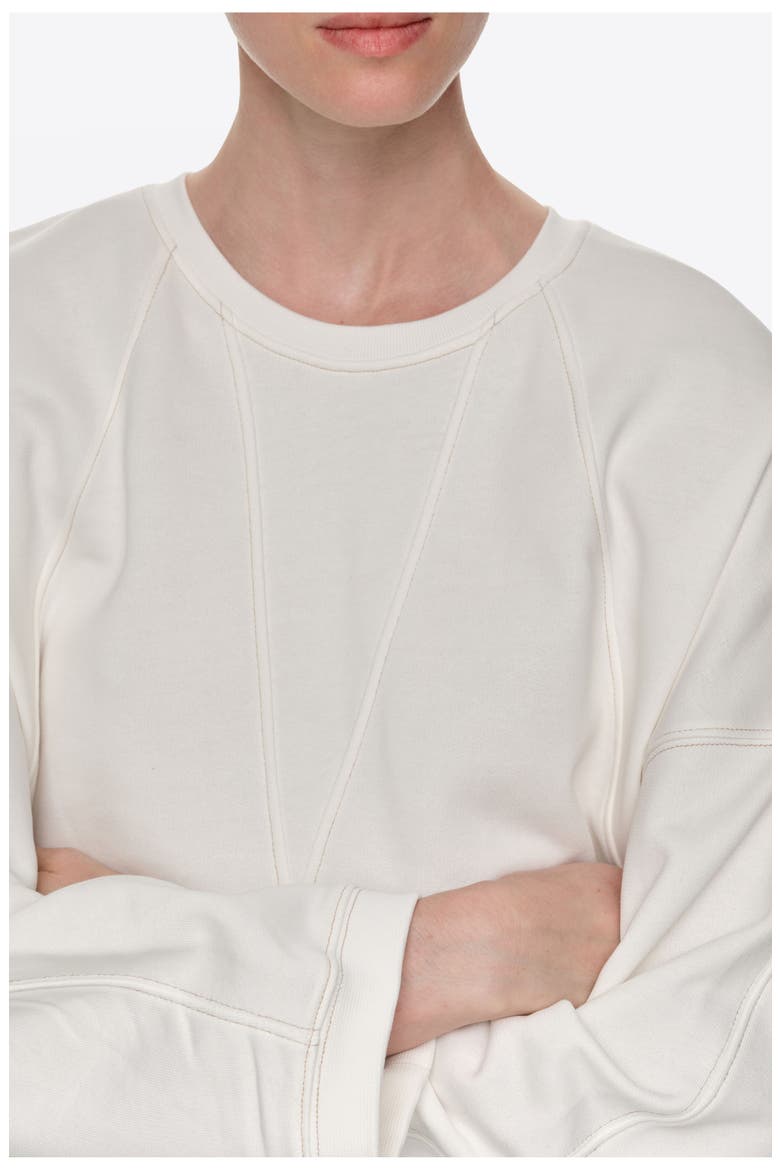 Straight Fit Sweatshirt With Topstitching, Alternate, color, IVORY