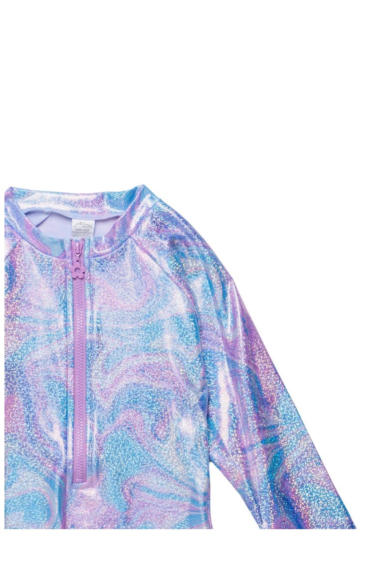 Marble Sparkle Long Sleeve Zip Front One Piece, Alternate, color, Multi-Pink
