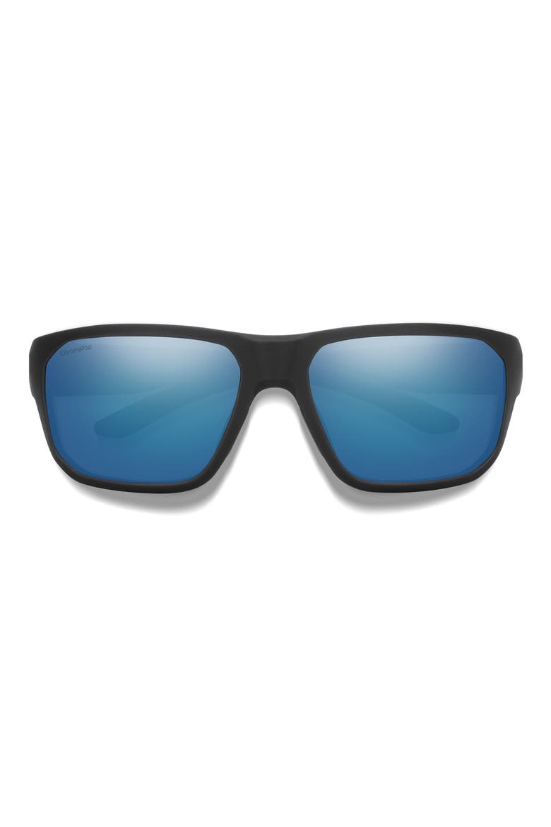 Arvo 61mm ChromaPop™ Polarized Wraparound Sunglasses, Main, color, MATTE BLACK / CHROMAPOP BLUE