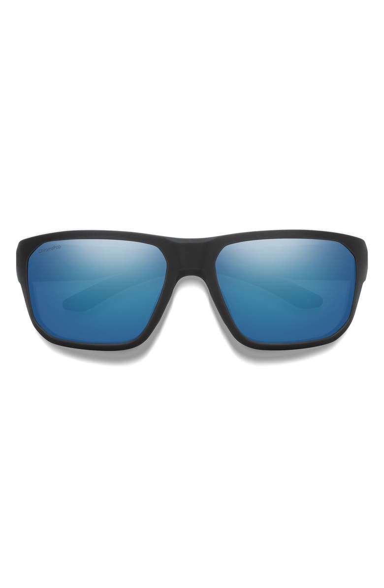 Smith Arvo 61mm ChromaPop<sup>™</sup> Polarized Wraparound Sunglasses, Main, color, Matte Black / Chromapop Blue