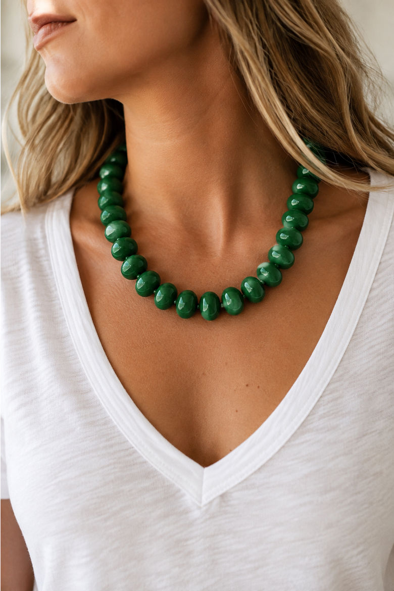 Evergreen Necklace, Alternate, color, Green