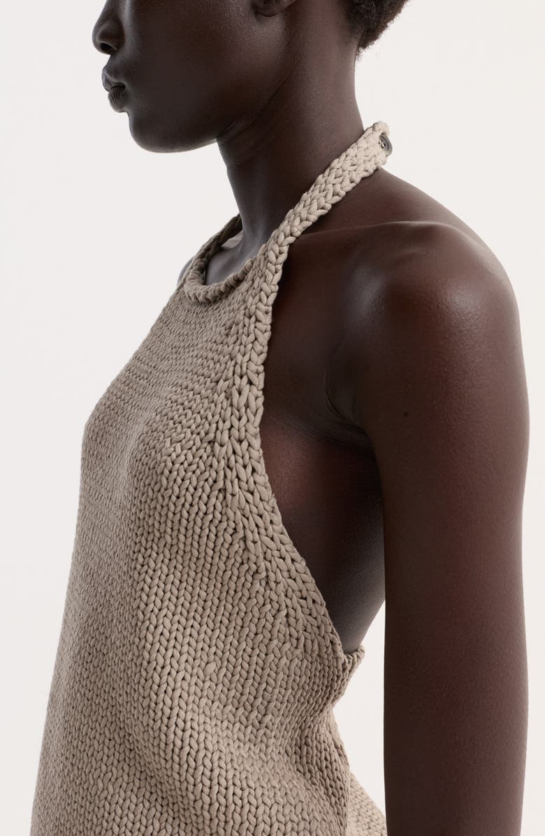 Róhe Chunky Cotton Halter Top, Alternate, color, Stone