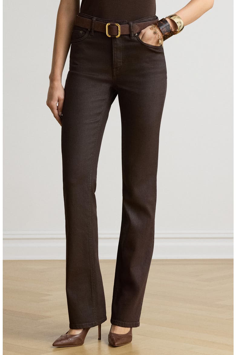 High Waist Coated Bootcut Jean, Alternate, color, BROWN
