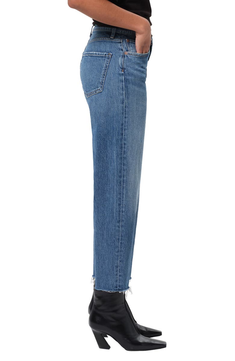 Ren Raw Hem High Waist Ankle Wide Leg Jeans