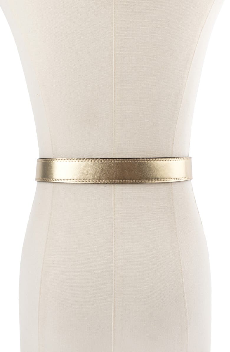 Kurt Geiger London Shoreditch Metallic Leather Belt, Alternate, color,