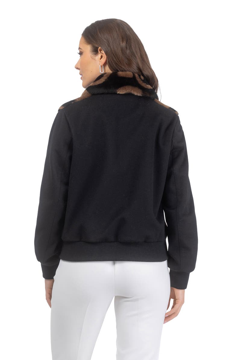 GORSKI G Printed Merino Shearling Lamb Bomber Jacket Crafted with Loro Piana Wool Trim, Alternate, color, Black/Chestnut