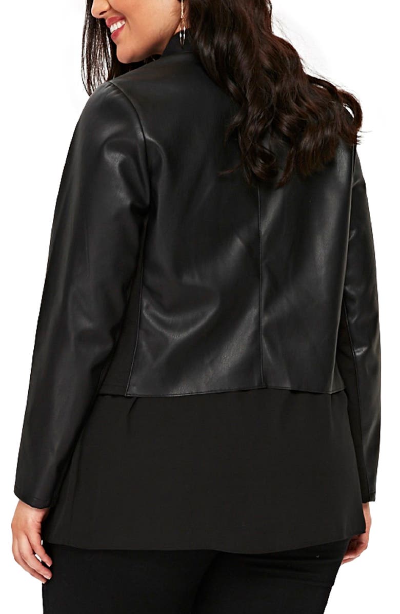 Evans Drape Lapel Faux Leather Jacket, Alternate, color,