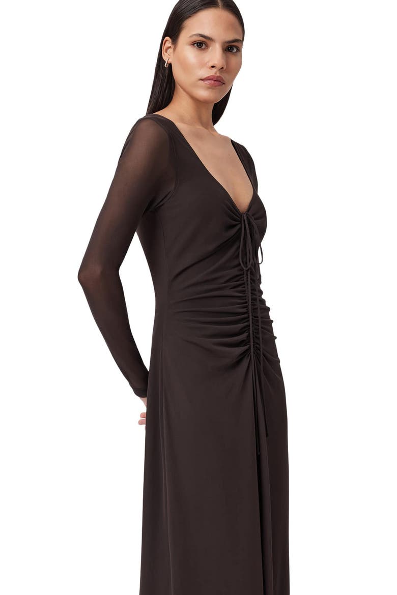 Gabby Long Sleeve Mesh Maxi Dress, Alternate, color, BOTTLE BROWN