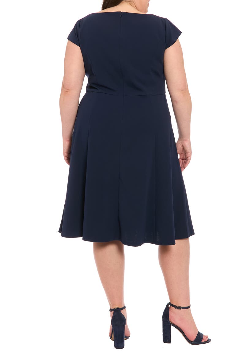 Fit & Flare Sweetheart Midi Dress, Alternate, color, NAVY BLAZER