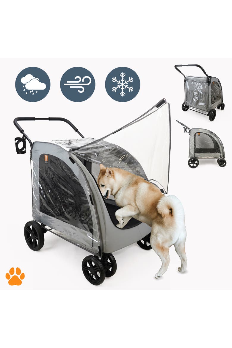 Chester Raincover Pet Stroller, 110 Pound Capacity, Alternate, color, Gray