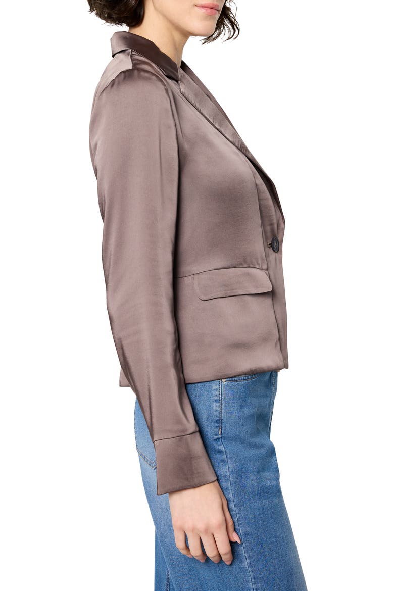 Day Gloss Tuxedo Jacket, Alternate, color, COCOA