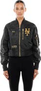 New Era x Alpha Industries Women's New Era x Alpha Industries Black New York Mets Cropped Full-Zip Jacket