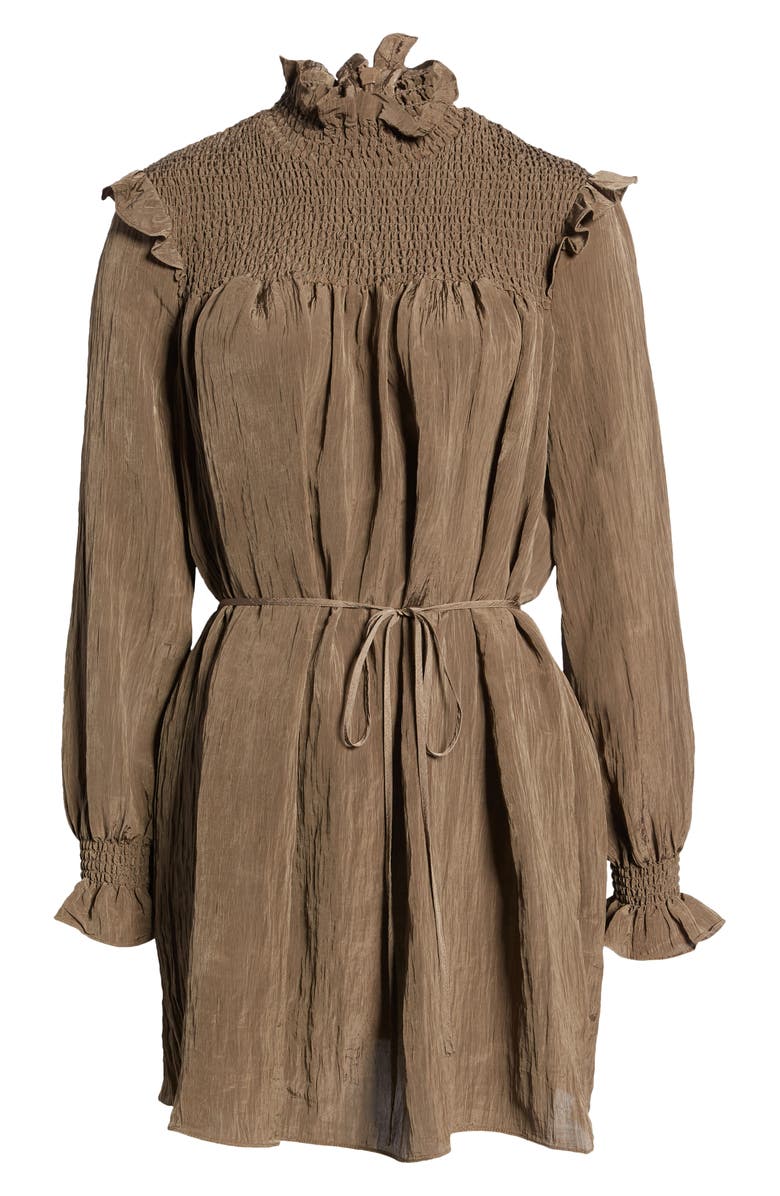 French Connection Boza Smock Detail Long Sleeve Dress, Alternate, color, Deep Moss