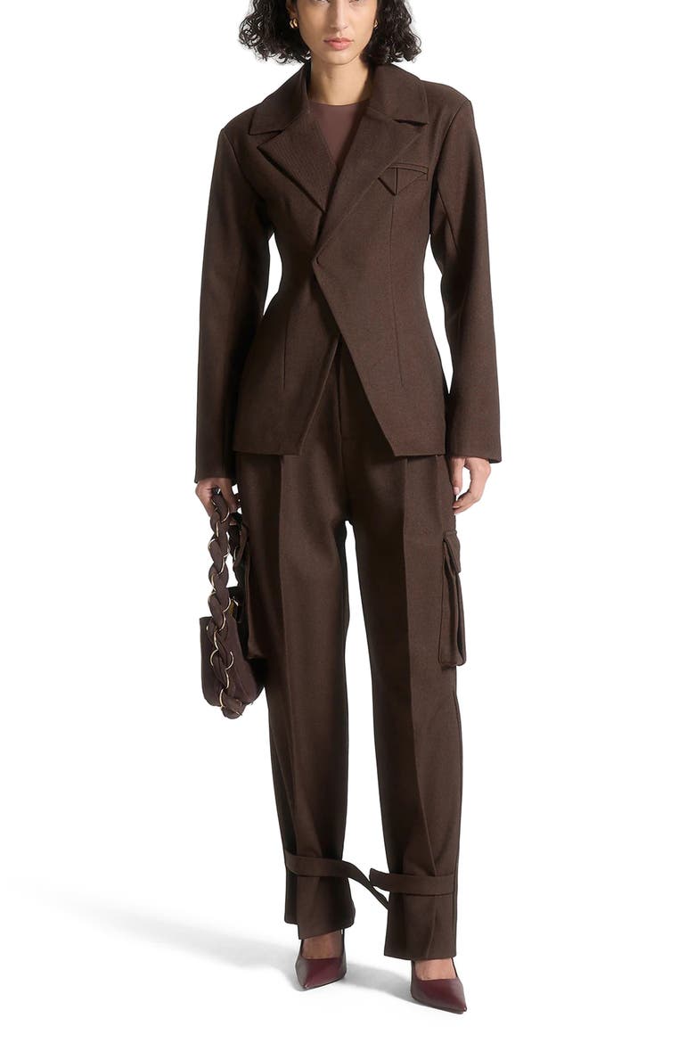 Danielle Tailored Pleated Cargo Trousers, Main, color, Brown