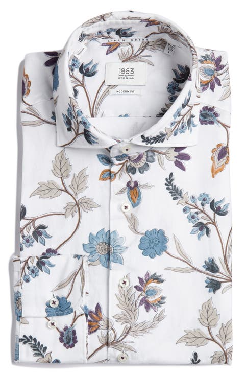Soft Luxury Modern Fit Print Non-Iron Dress Shirt (Regular & Big)
