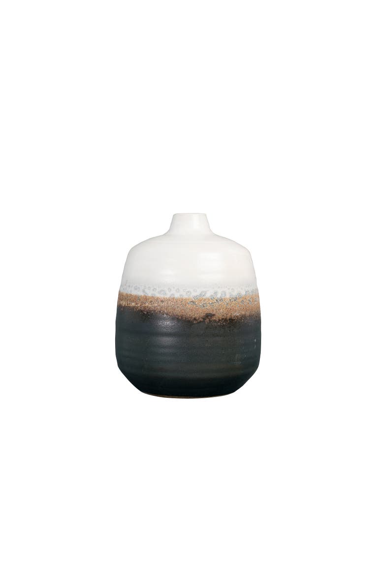 Ombré Ceramic Vase with Reactive Glaze, Black and White, Main, color, Brown