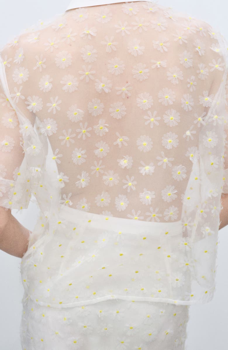 MANGO Dacy Floral Embroidered Shirt, Alternate, color, Off White