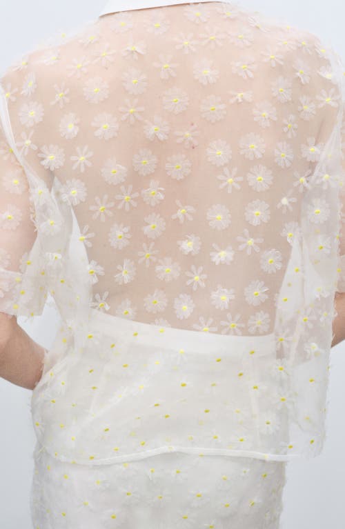 Mango Dacy Floral Embroidered Shirt In White