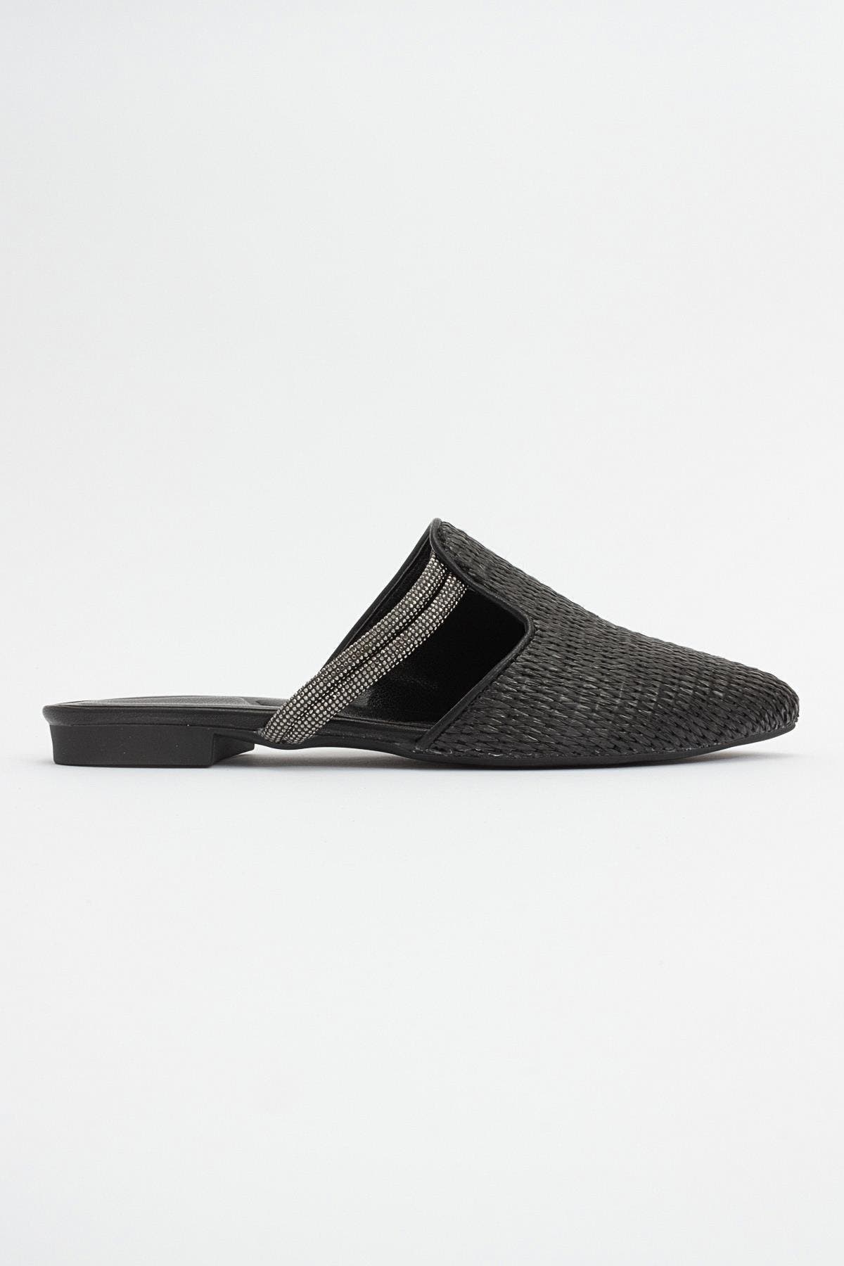 Pesa Woven Slippers, Alternate, color, Black Faux Leather