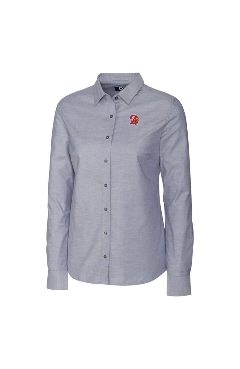 Cutter & Buck Women's Cutter & Buck Charcoal Tampa Bay Buccaneers Throwback Logo Oxford Stretch Long Sleeve Button-Up Shirt, Alternate, color,