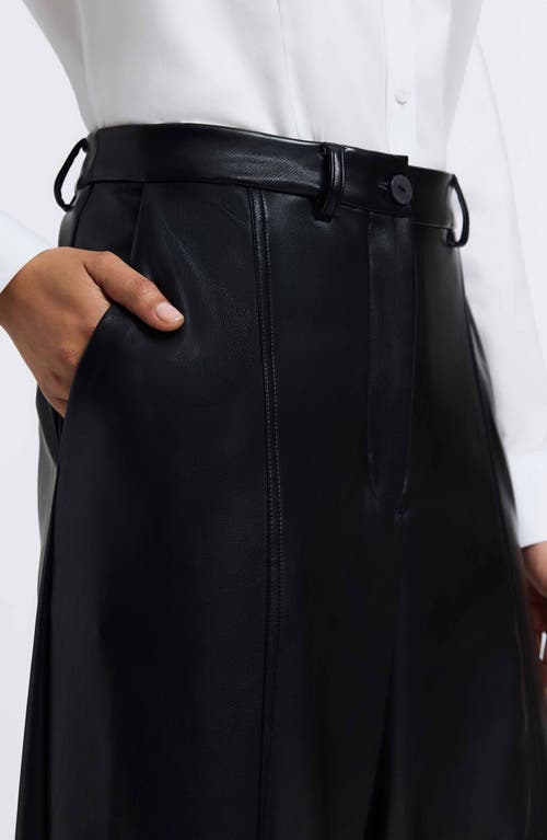 Foxcroft Ciara Wide Leg Faux Leather Pants In Black