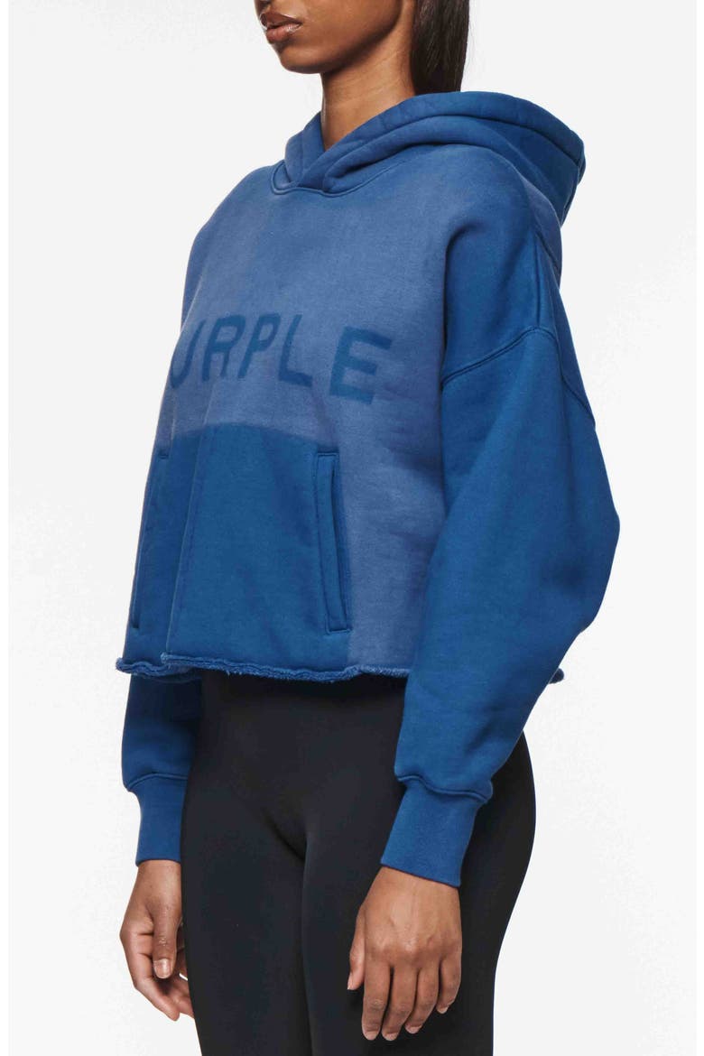 Raw Hem Cotton Fleece Graphic Hoodie, Alternate, color, BLUE