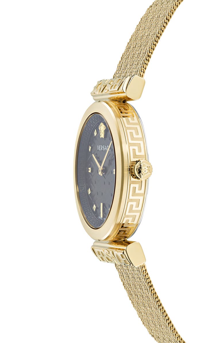 Versace Regalia Mesh Strap Watch, 34mm, Alternate, color, Gold