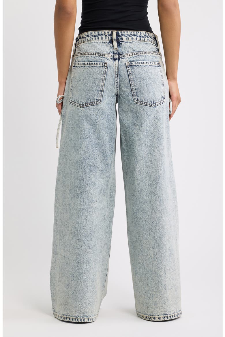 Side Cinch Bow Wide Leg Jeans, Alternate, color, ACID MEDIUM WASH