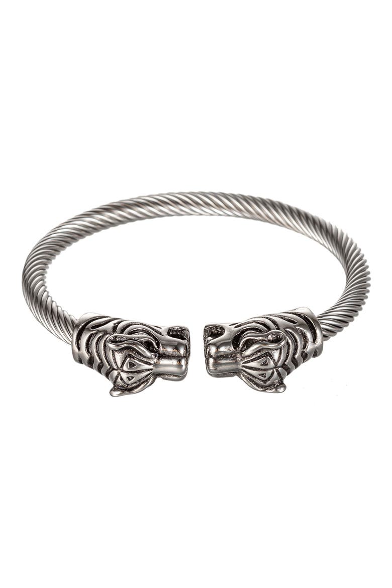 Double Leopard Wire Cuff Bracelet, Alternate, color, SILVER
