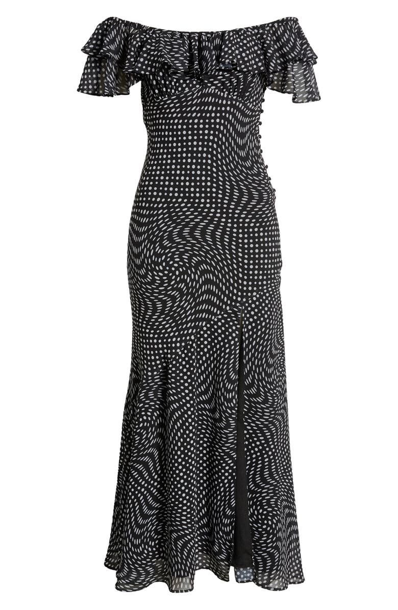 WAYF Polka Dot Ruffle Off the Shoulder Dress, Alternate, color, 