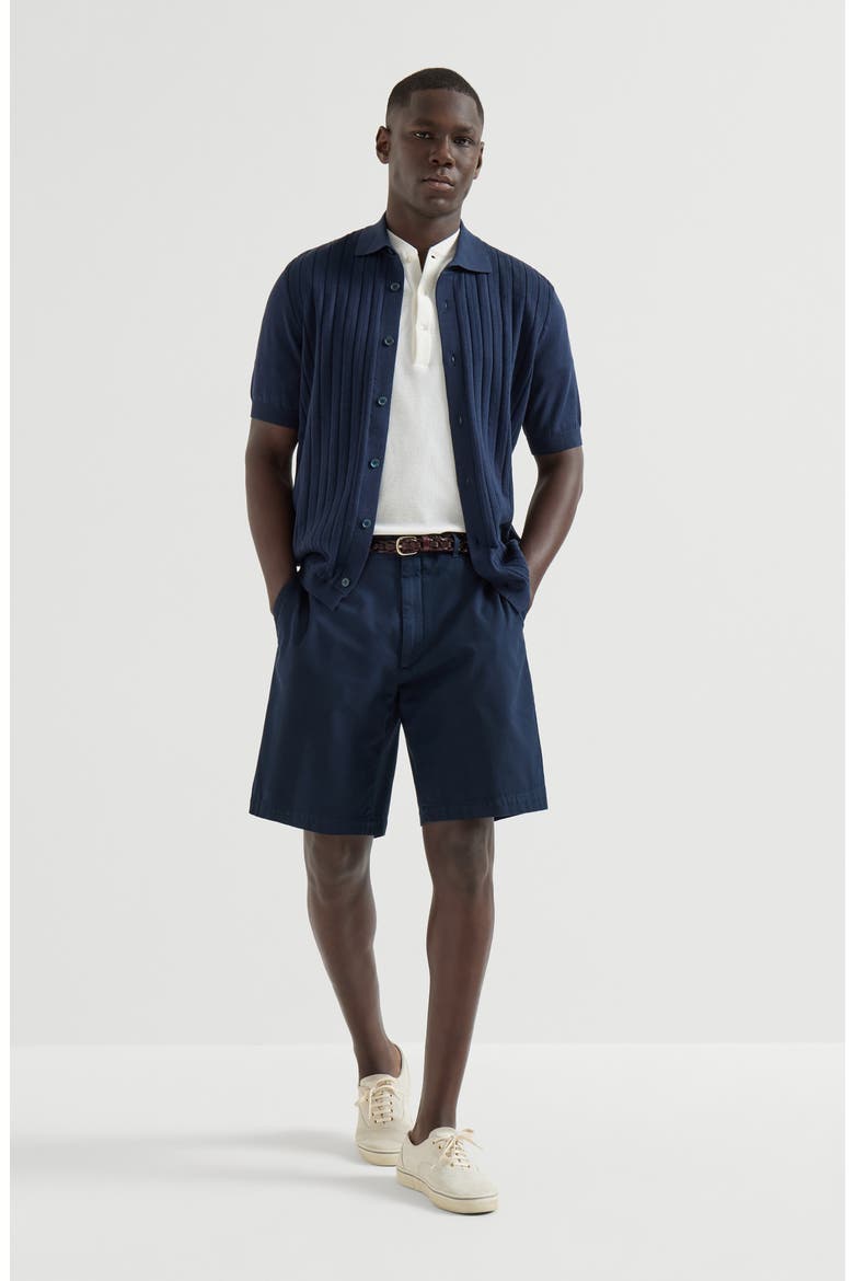 Garment-dyed Bermuda shorts, Alternate, color, Navy Blue