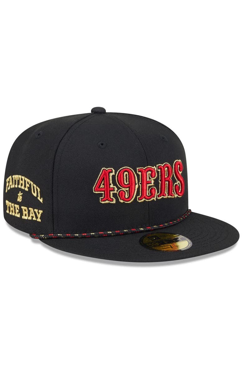 New Era Men's New Era Black San Francisco 49ers 2025 Rivalries Collection Sideline Rope 59FIFTY Fitted Hat, Alternate, color, Black