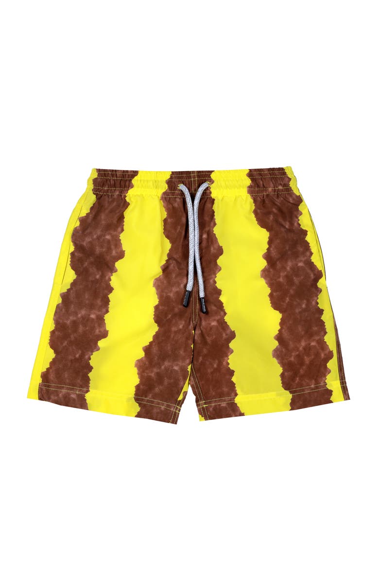 NESSI BYRD Kids' Stripe  Quick-Dry Swim Trunks, Main, color, Yellow