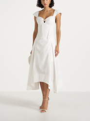 Manière De Voir Faith Cap Sleeve Corset Cotton Midi Dress