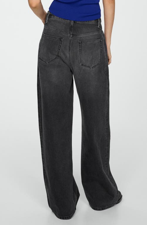 Mango Wide Leg Mom Jeans In Washed Black In Black Denim