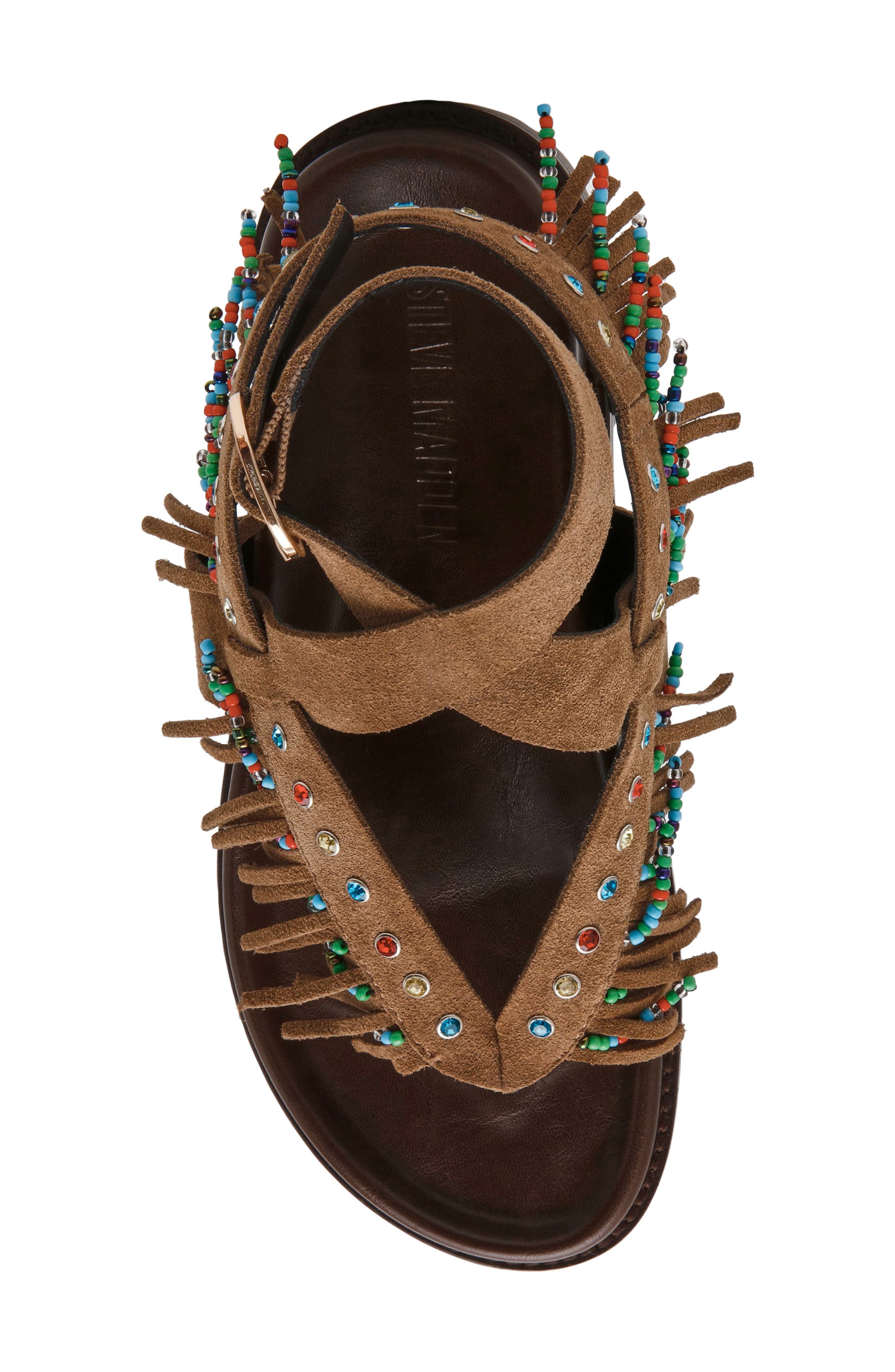 Steve Madden Wendell Beaded Fringe Ankle Strap Sandal, Alternate, color, 