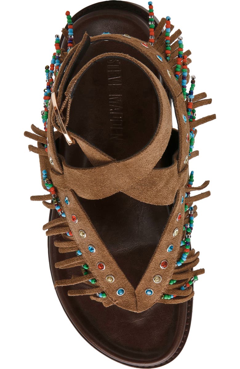 Steve Madden Wendell Beaded Fringe Ankle Strap Sandal, Alternate, color,
